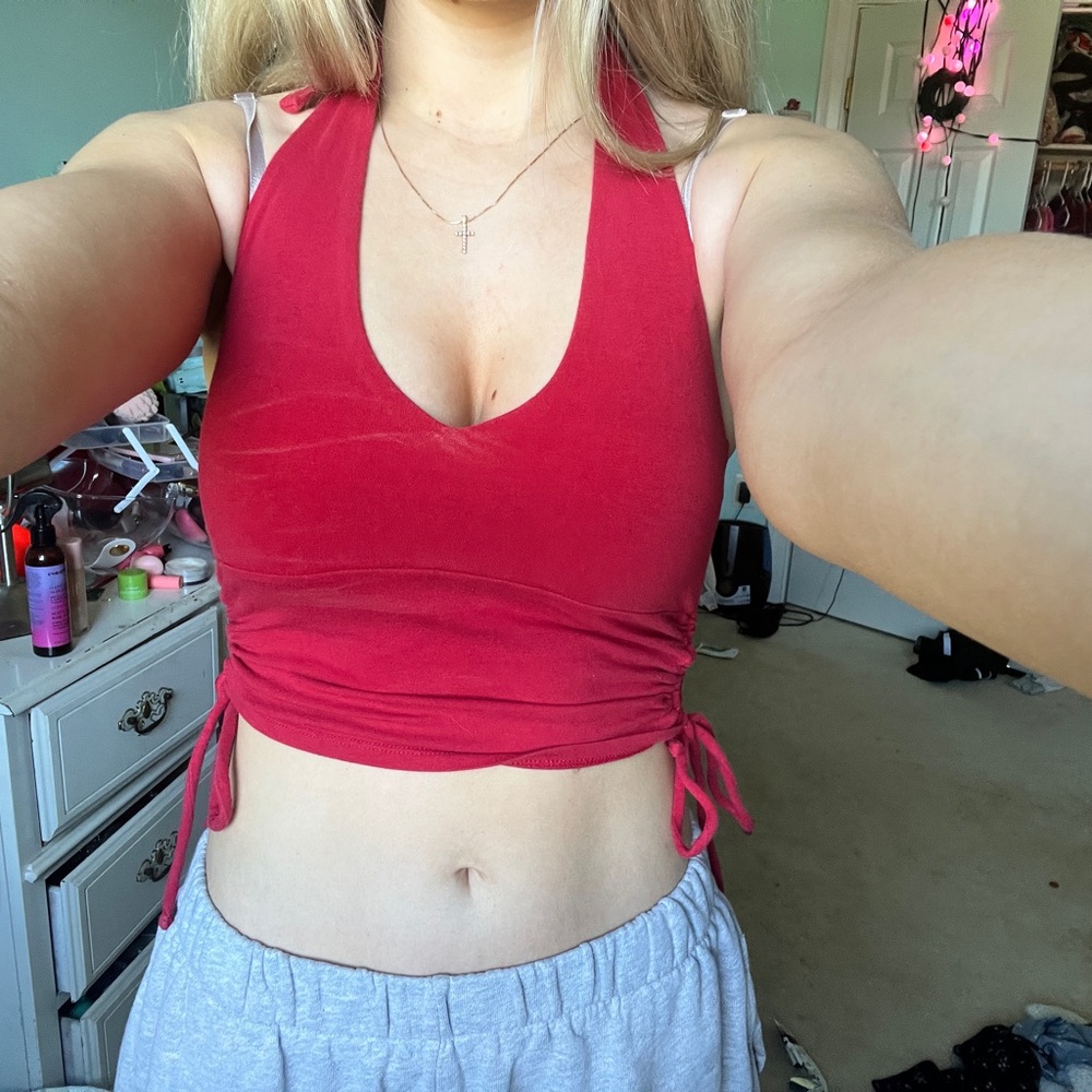 Red Halter Crop Top Hollister